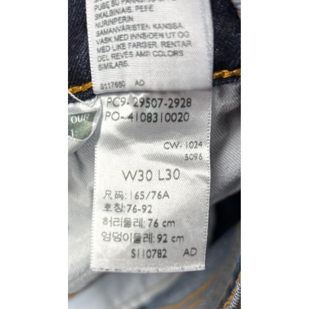 Levis 502 Taper‎ Fit Jeans Mens 30x30 Dark Wash Blue Good Distressed 29507-2928